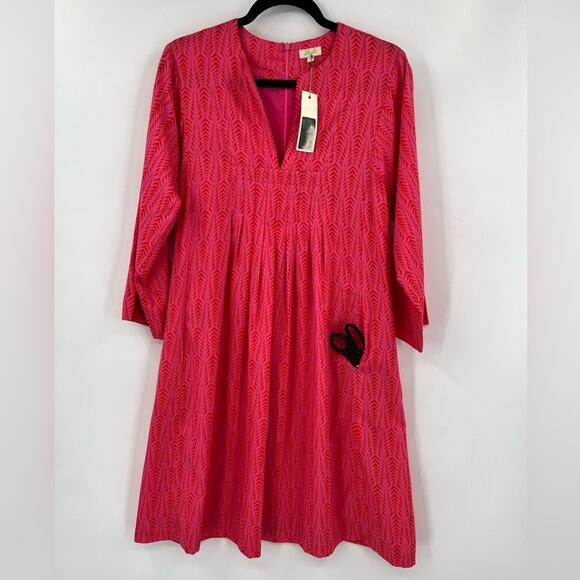 🆕 NWT Layla Printed Tunic Mini Dress Pattern Pocket Boho Pink Orange Red Medium - Picture 3 of 14